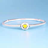 925 Yellow Heart Buckle Pan Bracelet in Sterling Silver for Women