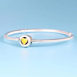 925 Yellow Heart Buckle Pan Bracelet in Sterling Silver for Women