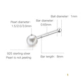925 Sterling Silver Pearl Nose Stud Anti Allergy Earrings