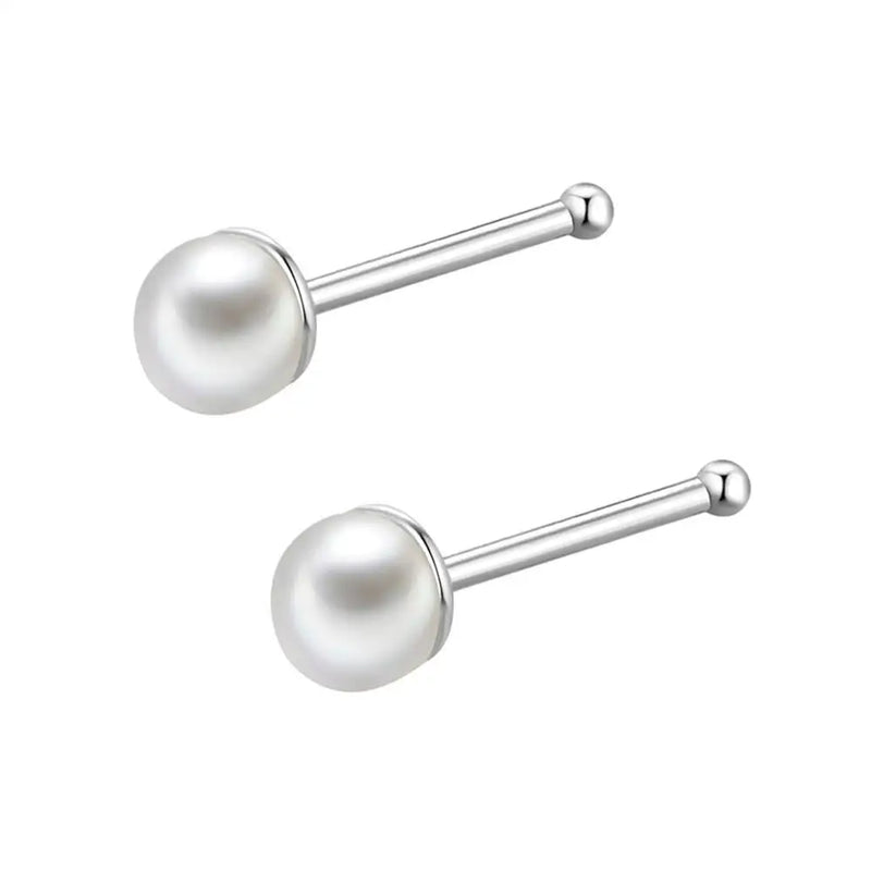 925 Sterling Silver Pearl Nose Stud Anti Allergy Earrings