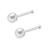925 Sterling Silver Pearl Nose Stud Anti Allergy Earrings
