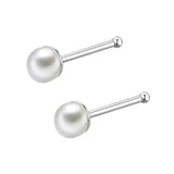 925 Sterling Silver Pearl Nose Stud Anti Allergy Earrings