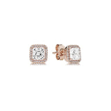 925 Silver Logo Square Diamond Ear Studs for DIY Jewelry