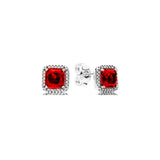 925 Silver Logo Square Diamond Ear Studs for DIY Jewelry