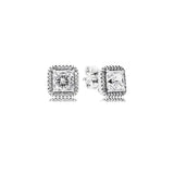 925 Silver Logo Square Diamond Ear Studs for DIY Jewelry
