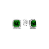 925 Silver Logo Square Diamond Ear Studs for DIY Jewelry