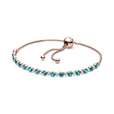 Pink Turquoise Tennis Slider Bracelet 925 Silver DIY Jewelry