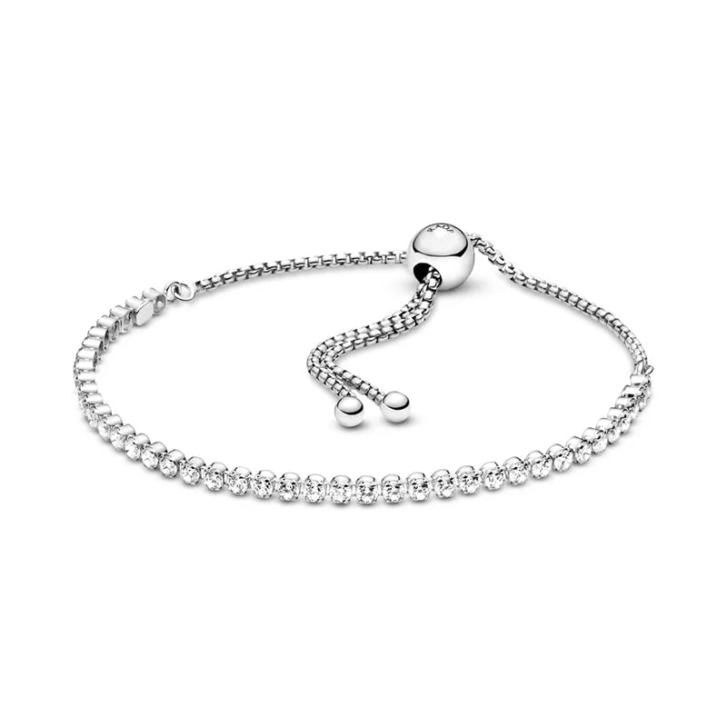 Pink Turquoise Tennis Slider Bracelet 925 Silver DIY Jewelry