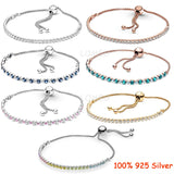 Pink Turquoise Tennis Slider Bracelet 925 Silver DIY Jewelry