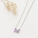 Gradient Butterfly Oak Leaf Pearl Glitter Necklace