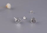 Vintage 925 Silver Buddhist OM Earrings