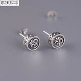Vintage 925 Silver Buddhist OM Earrings