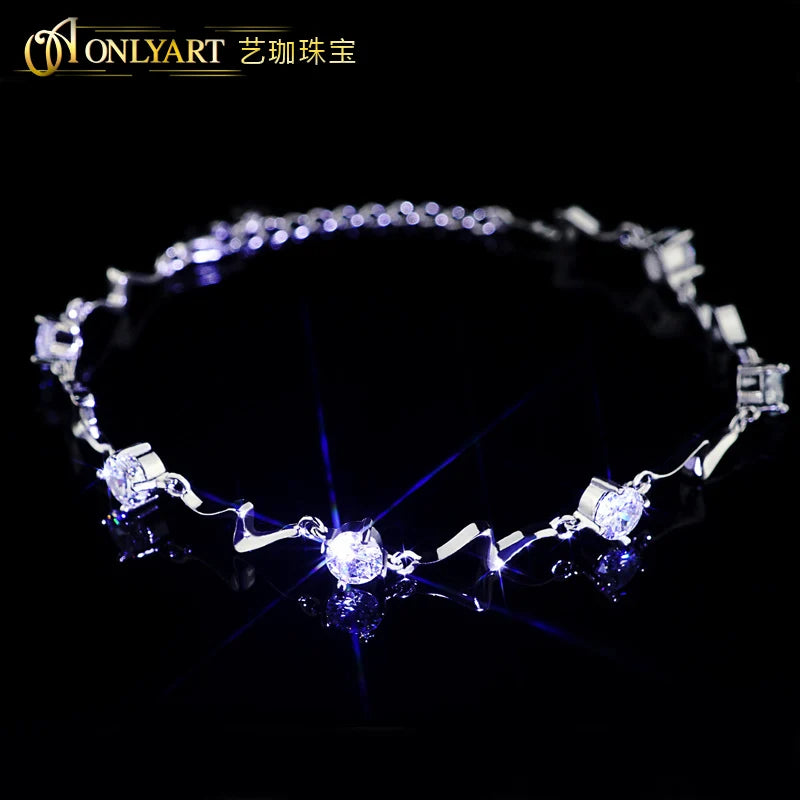 925 Silver Bracelet for Women with Clear Crystal CZ