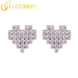 925 Silver Heart Stud Earrings with Zircon Stones