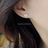 925 Silver Heart Stud Earrings with Zircon Stones