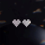 925 Silver Heart Stud Earrings with Zircon Stones