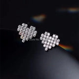 925 Silver Heart Stud Earrings with Zircon Stones