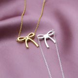 925 Silver Sweet Bow Choker Necklace for Ladies