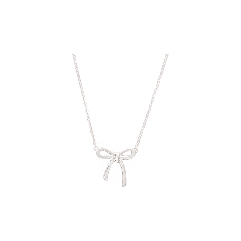 925 Silver Sweet Bow Choker Necklace for Ladies