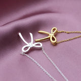 925 Silver Sweet Bow Choker Necklace for Ladies