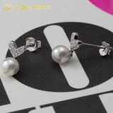 Heart Charm 925 Silver Pearl Earring Studs