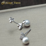 Heart Charm 925 Silver Pearl Earring Studs
