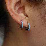 925 Silver CZ Circular Earrings Anti-Allergy Small Ear Cuff Jewelry