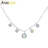 925 Silver CZ Opal Fire Bead Necklace Layer Choker for Women