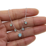 925 Silver CZ Opal Fire Bead Necklace Layer Choker for Women