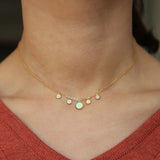 925 Silver CZ Opal Fire Bead Necklace Layer Choker for Women