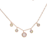 925 Silver CZ Opal Fire Bead Necklace Layer Choker for Women