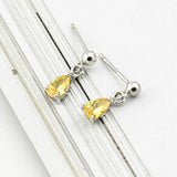 925 Silver CZ Zircon Square Drop Earrings Women Jewelry