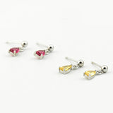 925 Silver CZ Zircon Square Drop Earrings Women Jewelry