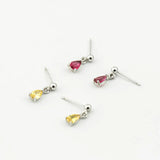 925 Silver CZ Zircon Square Drop Earrings Women Jewelry