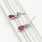 925 Silver CZ Zircon Square Drop Earrings Women Jewelry