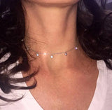 925 Silver CZ Drop Choker Necklace