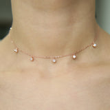925 Silver CZ Drop Choker Necklace