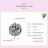 925 Sterling Silver Blooming Flowers Pendant Charm for Bangle DIY Beads