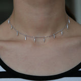 925 Silver CZ Spike Choker Necklace