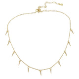 925 Silver CZ Spike Choker Necklace