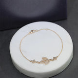 925 Silver Cherry Blossom Leaf Bracelet Gift
