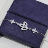 925 Silver Cherry Blossom Leaf Bracelet Gift