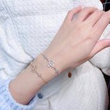 925 Silver Cherry Blossom Leaf Bracelet Gift