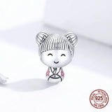 925 Silver Japanese Doll Charm for Bracelet Making DIY Jewelry