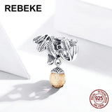 925 Silver Pine Cone Charm Glass Beads for 3MM Bracelet DIY