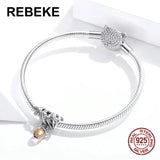 925 Silver Pine Cone Charm Glass Beads for 3MM Bracelet DIY