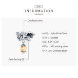 925 Silver Pine Cone Charm Glass Beads for 3MM Bracelet DIY
