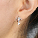 925 Silver Mini Evil Eye Hoops Opal CZ Stone Earrings