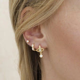 925 Silver Mini Evil Eye Hoops Opal CZ Stone Earrings
