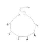 925 Silver Moon Star Charms Bracelet for Women